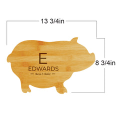 Designs ByLITA Personalized Bamboo Pig Shaped Cutting Board, Customizable Kitchen Chopping Board (9 Design Options) 13.75" x 8.75"