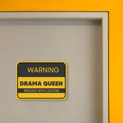 Classic Framed Plus Warning Drama Queen Proceed With Caution Door or Wall Sign | Funny Home Decor