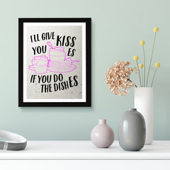Designs ByLITA I'll Give You Kisses If You Do The Dishes, Wall Print Art | Funny Retro Kitchen Decoration
