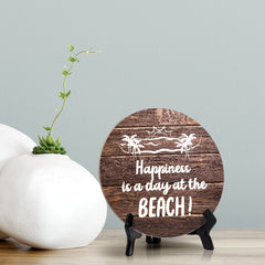 Signs ByLITA Circle Happiness Is A Day At The Beach Summer Table Sign (5x5)