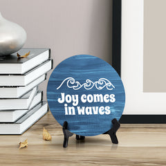 Signs ByLITA Round Joy Comes In Waves Table Sign (5x5)