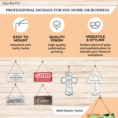 Living Our Best Life 5x10 Hanging Plus Wall or Door Sign | Funny Home Decor