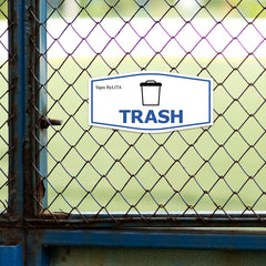 Fancy Plus | Trash Wall or Door Sign | Customizable with Your Company Logo | Durable & Easy to Install