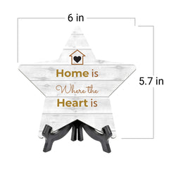 Sign ByLITA Home is Where the Heart Is, Wood Color, Star Table Sign (6"x5")