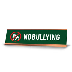 No Bullying, Stickman, Gold Frame Desk Sign (2x8")