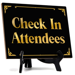 Signs ByLITA Check In Attendees Wedding Decoration Table Sign with Acrylic Stand (6x8“)