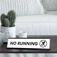 No Running Man, Black Frame, Desk Sign (2x8")