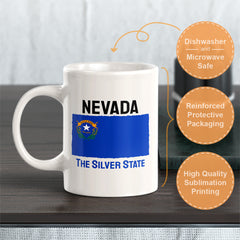 Designs ByLITA Nevada: The Silver State 11oz Plastic or Ceramic Coffee Mug| States Flag Collection Mug