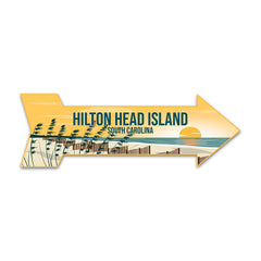 Arrow Shape Plus Hilton Head Island, South Carolina 12x4" Wall or Door Sign | Stylish Famous US Beach Souvenirs