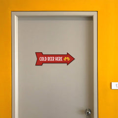 Arrow Shape Plus Cold Beer Here 12x4" Wall or Door Sign | Christmas Holiday Decoration