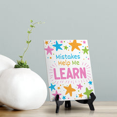 Mistakes Help Me Learn Table Sign with Acrylic Stand (6x8“) | Elementary School Decoration