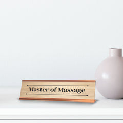 Master of Massage Rose Gold Frame Desk Sign (2x8") Novelty Workplace and Home Office Decoration For Him