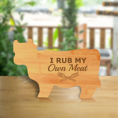 Designs ByLITA I Rub My Own Meat 14.75 x 9.75" Cow Shape Cutting Board | Funny Kitchen Chopping Board