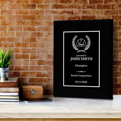 Karate Customizable Black Frame Wooden Award Plaque | Easel Mount Option | Achievement and Recognition Personalizable Plaques