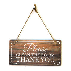 Please Clean The Room Thank You 5x10 Hanging Wall or Door Sign | Warm Welcoming Signage For Homes