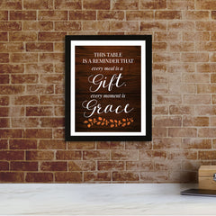 Designs ByLITA This Table Is A Reminder That Every Meal Is A Gift, Every Moment Is Grace, Framed Wall Art Print | Religious Church & Home Decor