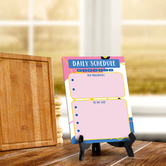 Daily Schedule Dry Wipe Liquid Chalk Table Sign (6x8") Office And Home Reminders | Personal Schedule | No Pen Included