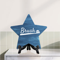 Sign ByLITA Brush, Wood Color, Star Bathroom Table Sign (6"x5")