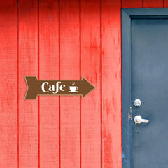 Arrow Shape Cafe 12x4" Wall or Door Sign | Shop & Restaurant Signage
