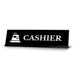 Cashier Black, Black Frame, Desk Sign (2x8")
