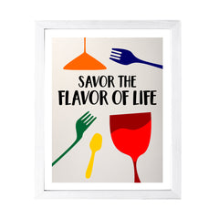 Designs ByLITA Savor The Flavor of Life, Wall Print Art | Retro Kitchen Decoration