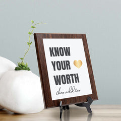 Know Your Worth Then Add Tax Decorative Wall Plaque | Motivational Home Decor
