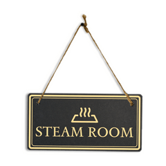 Steam Room 5x10 Hanging Plus Wall or Door Sign | Rustic Twine | Workplace Signage