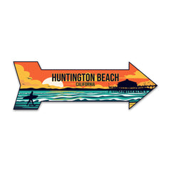 Arrow Shape Plus Huntington Beach, California 12x4" Wall or Door Sign | Stylish Famous US Beach Souvenirs