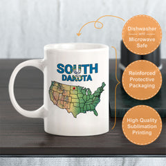 Designs ByLITA South Dakota: Great Faces, Great Places 11oz Plastic or Ceramic Coffee Mug | State Pride Collection
