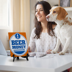 Signs ByLITA Beer Money (Right Arrow) Table Sign with Acrylic Stand (6x8“)