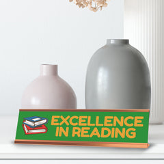 Signs ByLITA Excellence In Reading Award, Gold Frame, Desk Sign (2x8")