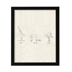 Chair, Cat Cow, Crane Yoga Pose, FRAMED Print Yoga Wall Art