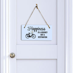 Happiness Is A Journey Not A Destination 5" x 10" Hanging Wall or Door Sign | Home Decor