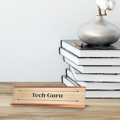 Tech Guru Rose Gold Frame Desk Sign (2x8") | Novelty Workplace and Home Office Decoration For Him