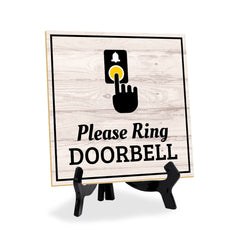 Please Ring Doorbell 5"x 5" Square Table Sign With Acrylic Easel | Home & Home & Office Decor