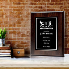 Chili Cook Off Competition Customizable Award Plaque | Easel Mount Option | Achievement and Recognition Personalizable Plaques