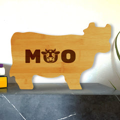 Moo 14.75 x 9.75" Cow Shape Cutting Board | Funny Kitchen Chopping Board