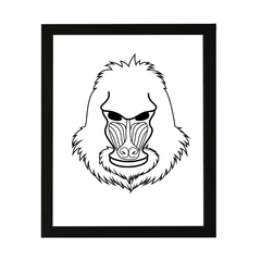 Designs ByLITA Mandrill Outlined version, Wall Print Animals Art | Family Presents | Bedroom | Stylish Kindergarten Decor