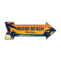 Arrow Shape Plus Miami Beach, Florida 12x4" Wall or Door Sign | Stylish Famous US Beach Souvenirs