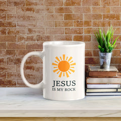 Jesus Is My Rock 11oz Plastic/Ceramic Coffee Mug Office And Home | Religious Sayings | Family And Friends