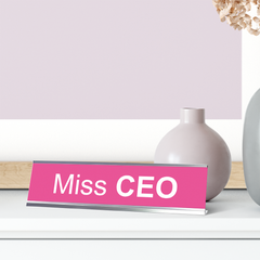 Miss CEO Silver Frame Desk Sign (2 x 8")