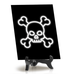 Skull Neon Graphic Style Table Sign with Acrylic Stand (6x8“) | Live Streamer Gaming Themed Decoration