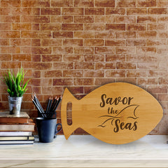 Designs ByLITA Savor The Seas 14 x 8.5" Fish Shape Cutting Board | Kitchen Chopping Board