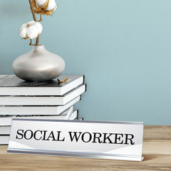 Signs ByLITA Social Worker Silver Frame, Novelty Desk Sign (2x8?)
