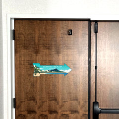 Arrow Shape Plus Waikiki Beach, Hawaii 12x4" Wall or Door Sign | Stylish Famous US Beach Souvenirs