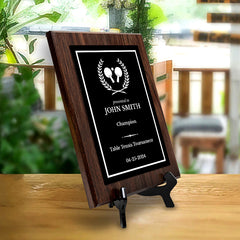 Table Tennis Customizable Wooden Award Plaque | Easel Mount Option | Achievement and Recognition Personalizable Plaques | Sports Award