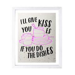 Designs ByLITA I'll Give You Kisses If You Do The Dishes, Wall Print Art | Funny Retro Kitchen Decoration