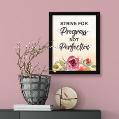 Strive for progress not perfection, Watercolor Framed Kitchen Wall Art