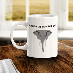 Easily Distracted By Elephants 11oz Plastic/Ceramic Coffee Mug | Funny Animal Mugs