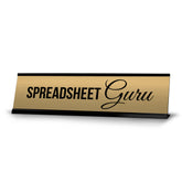 Signs ByLITA Spreadsheet Guru Co-Worker Gift Black Frame Desk Sign (2x8")